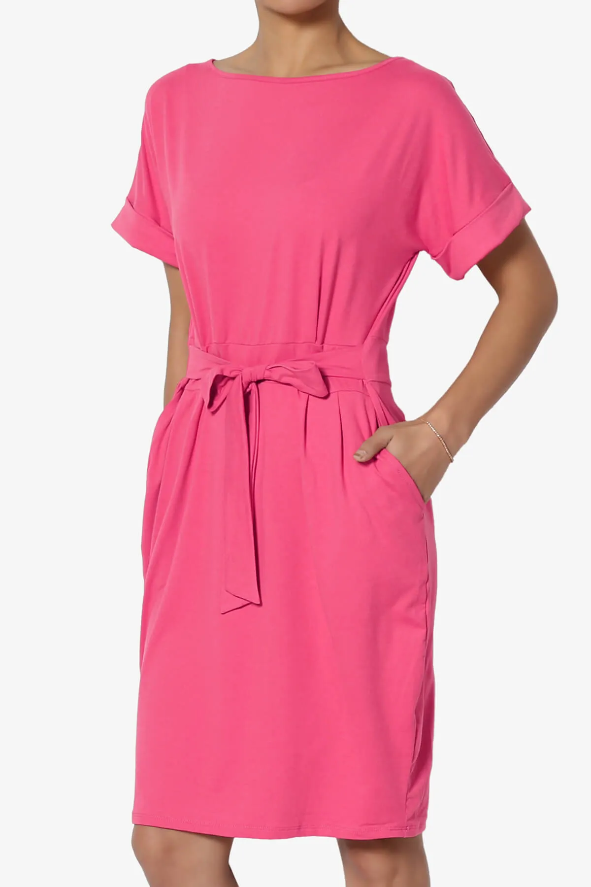 Pennie Tie Waist DTY Jersey Dress PLUS