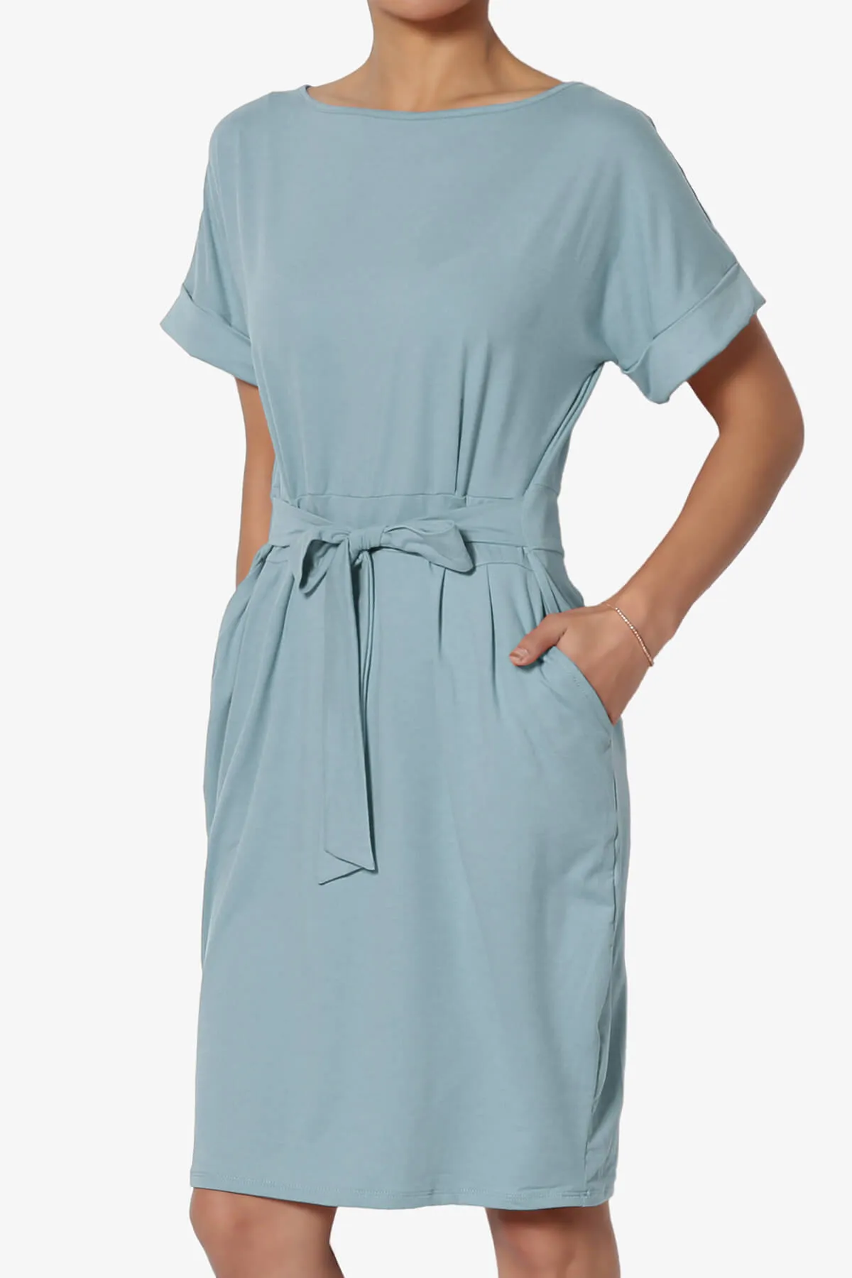 Pennie Tie Waist DTY Jersey Dress PLUS