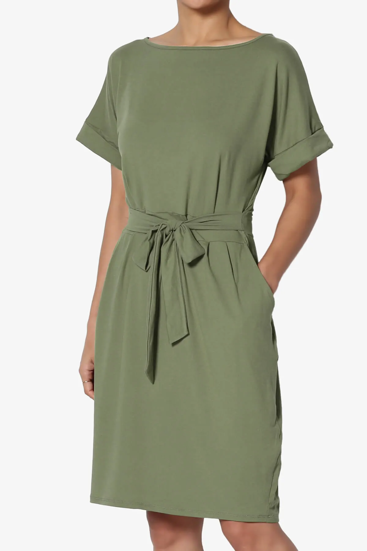 Pennie Tie Waist DTY Jersey Dress PLUS