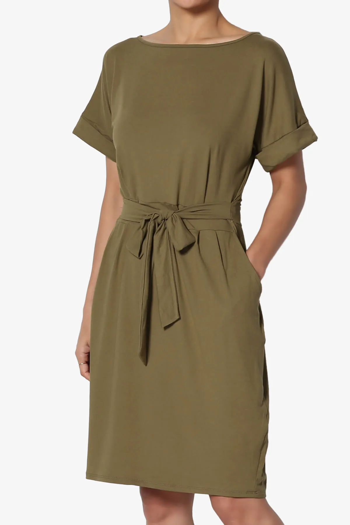 Pennie Tie Waist DTY Jersey Dress PLUS