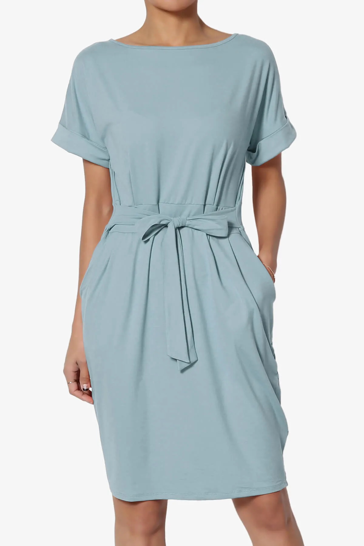 Pennie Tie Waist DTY Jersey Dress PLUS
