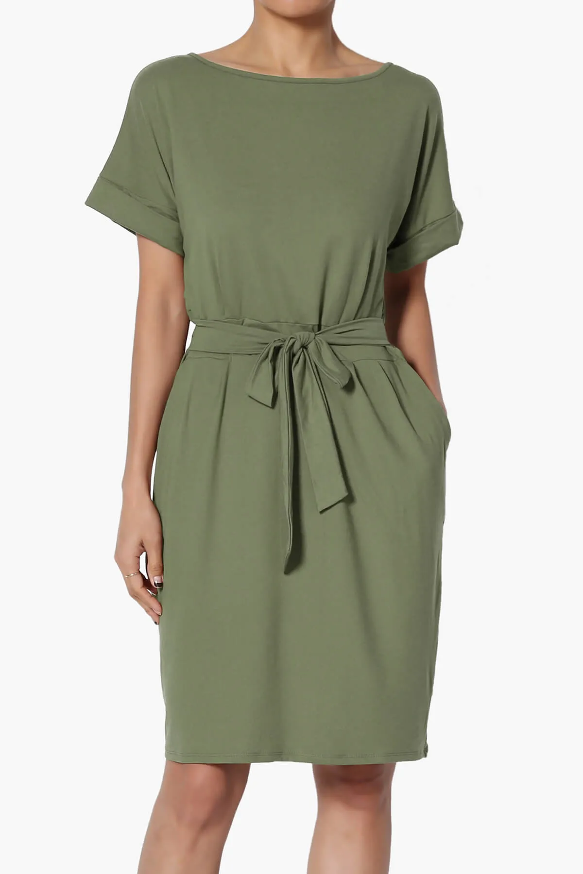 Pennie Tie Waist DTY Jersey Dress PLUS