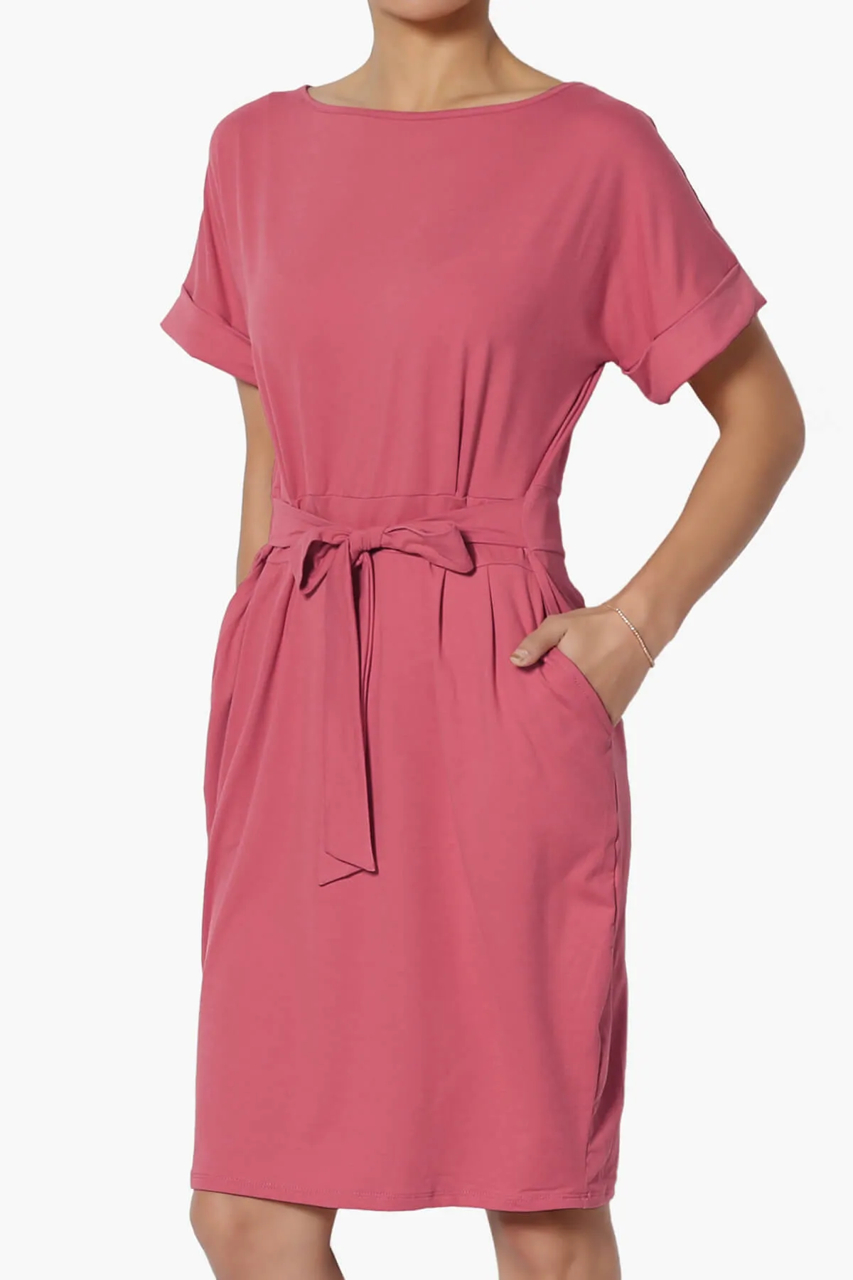 Pennie Tie Waist DTY Jersey Dress PLUS