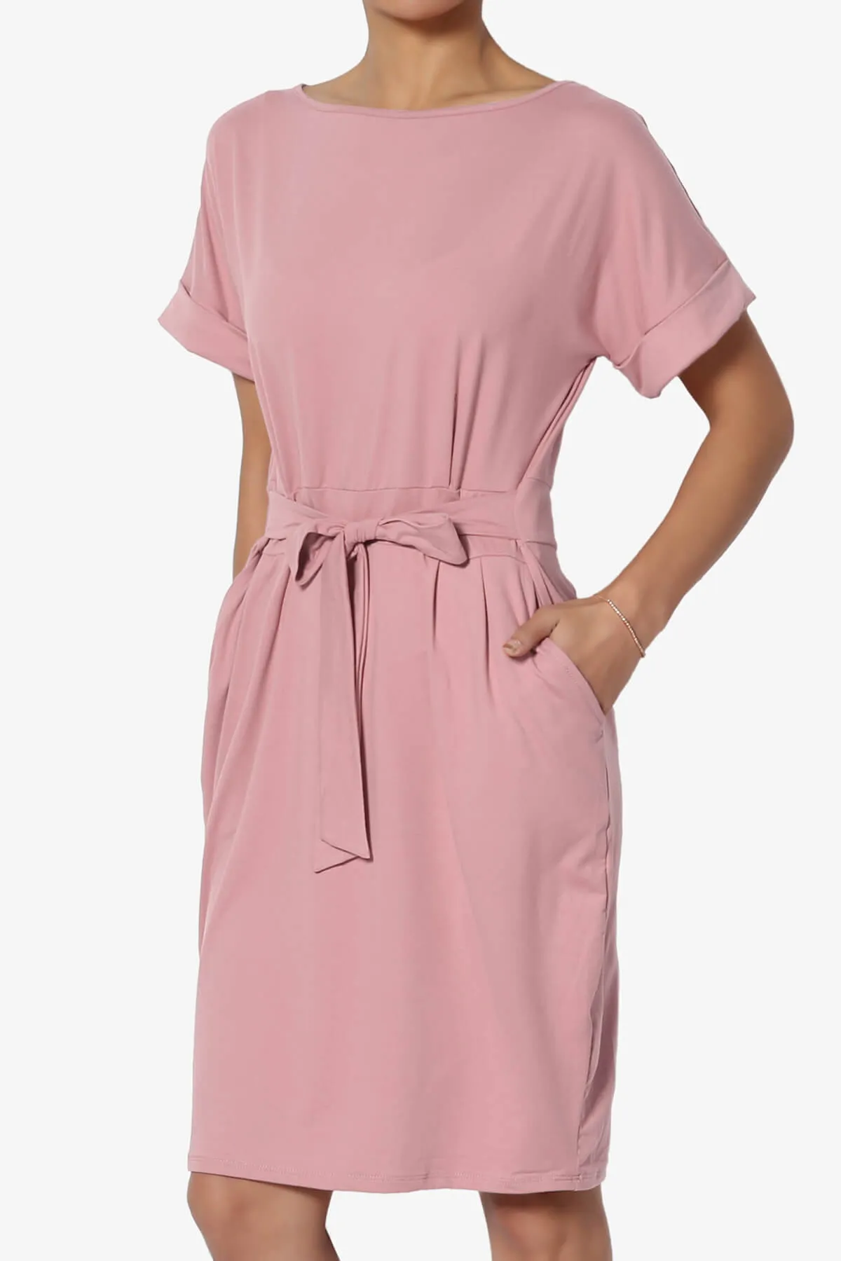 Pennie Tie Waist DTY Jersey Dress PLUS