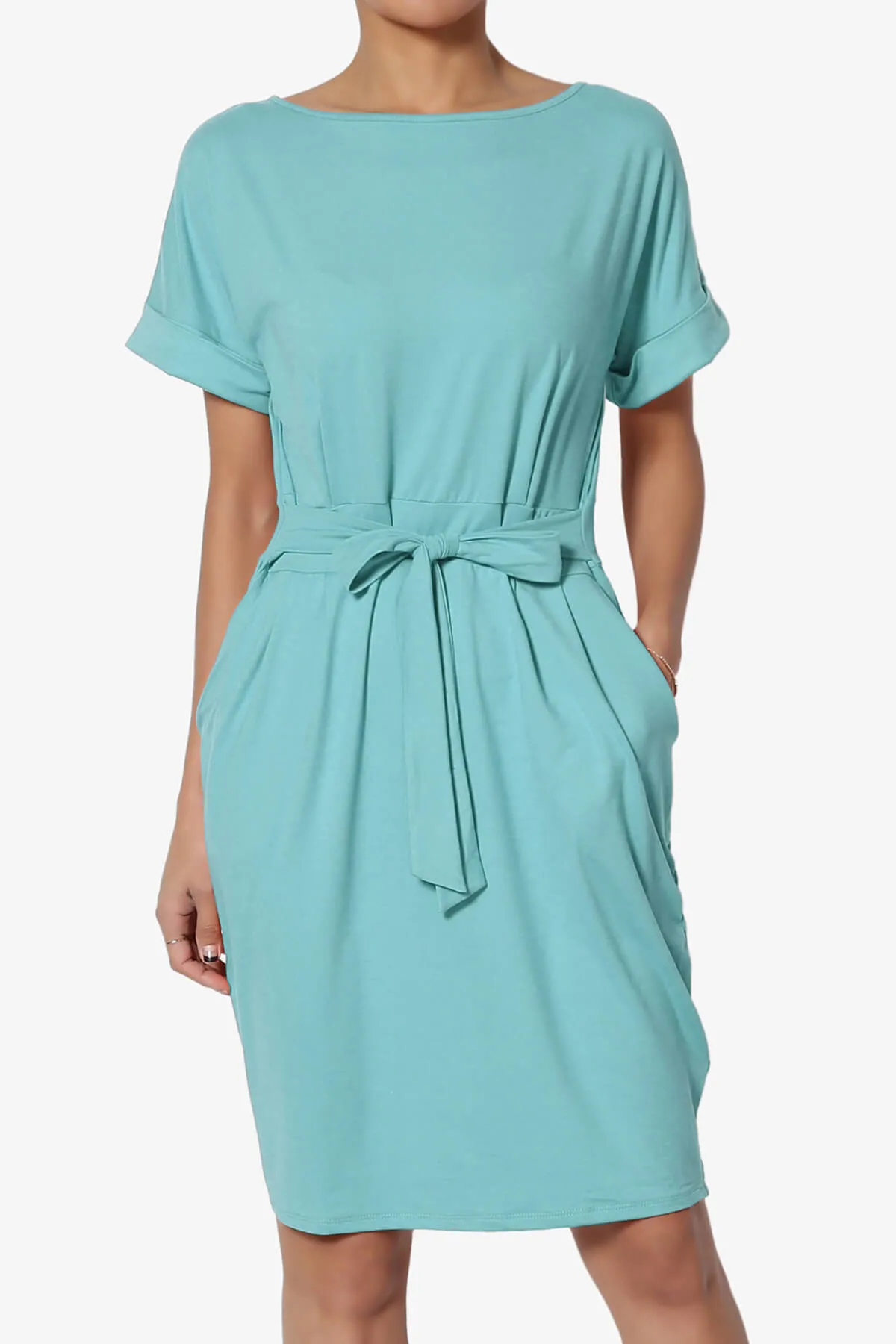 Pennie Tie Waist DTY Jersey Dress PLUS