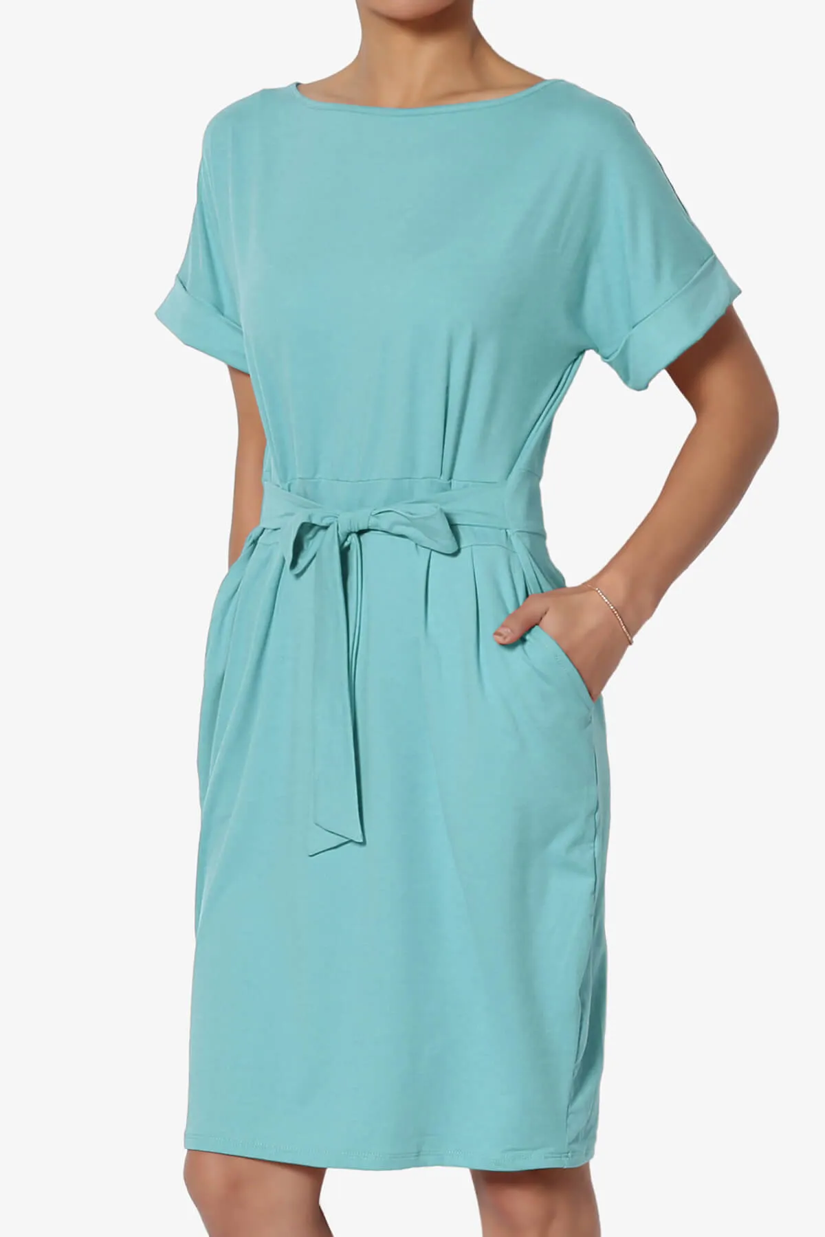 Pennie Tie Waist DTY Jersey Dress PLUS