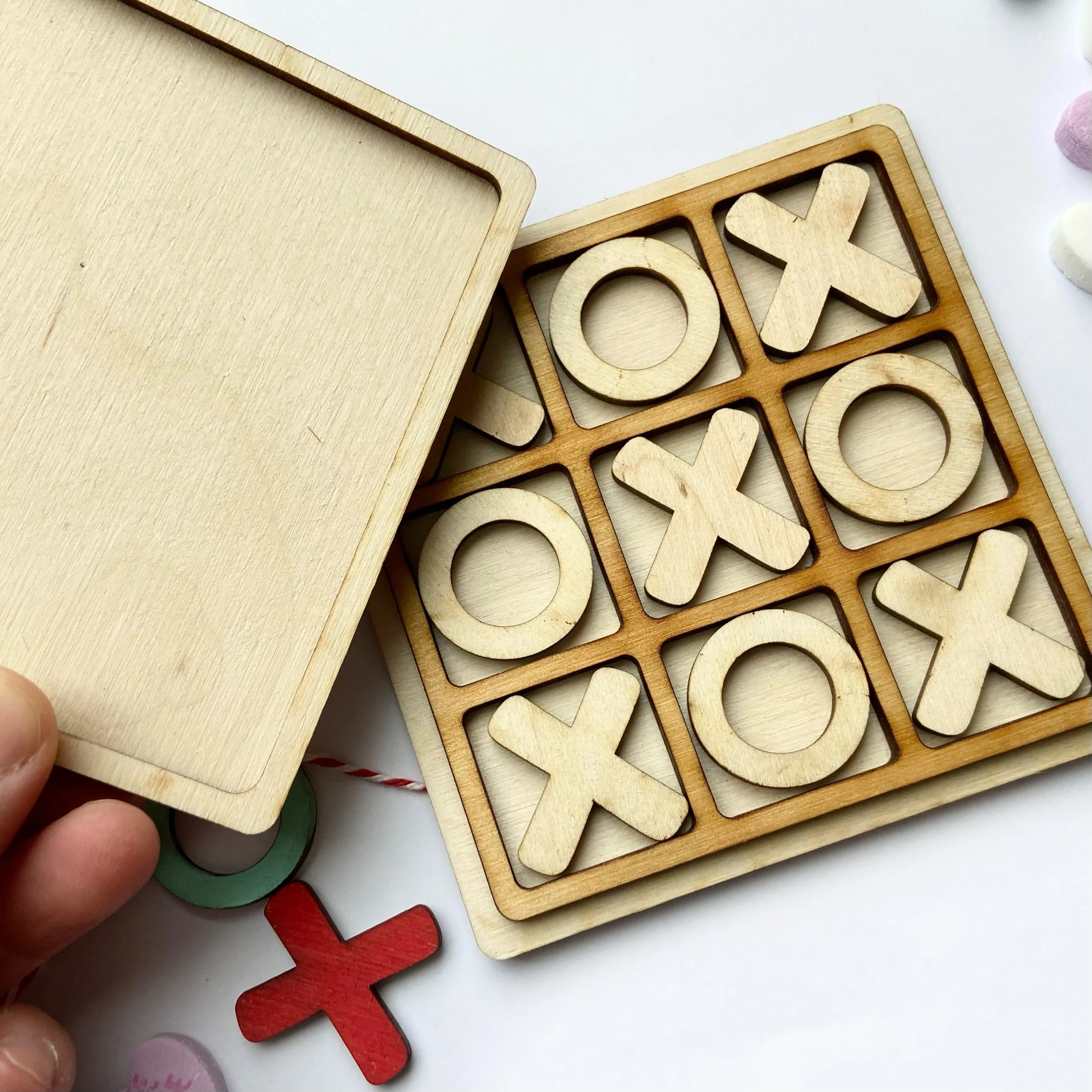 Personalized Tic Tac Toe Game with a personalized lid and 9 tokens