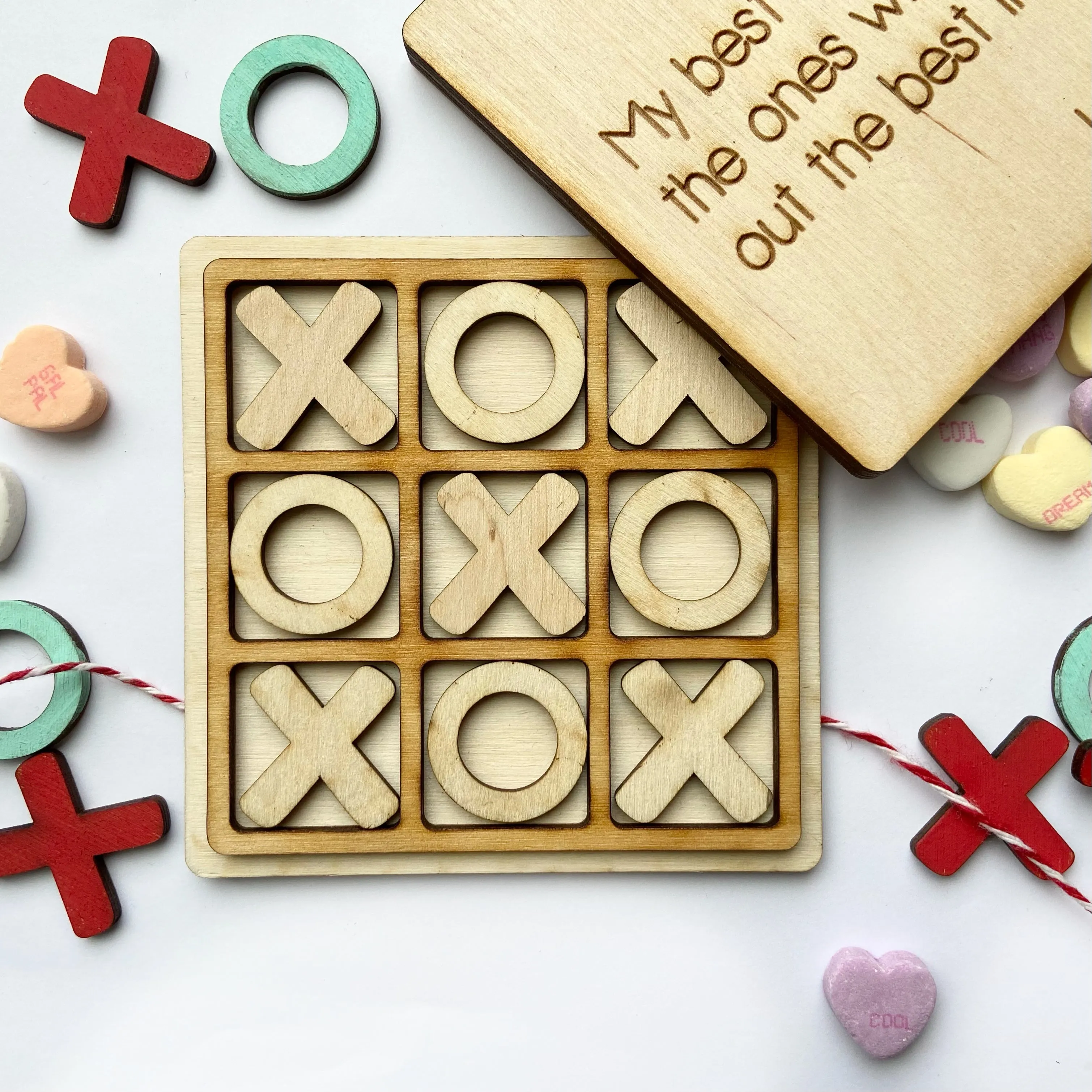 Personalized Tic Tac Toe Game with a personalized lid and 9 tokens