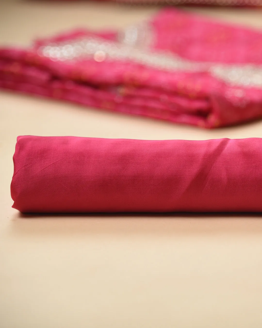 Pink Silk Viscose Woven With Embroidery Unstitched Suit Fabric Set WIth Silk Banarasi Woven Dupatta