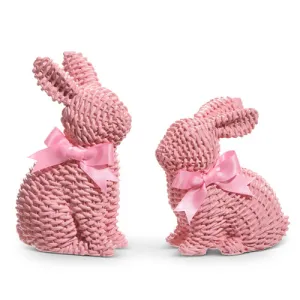 Pink Woven Bunnies w/Bows
