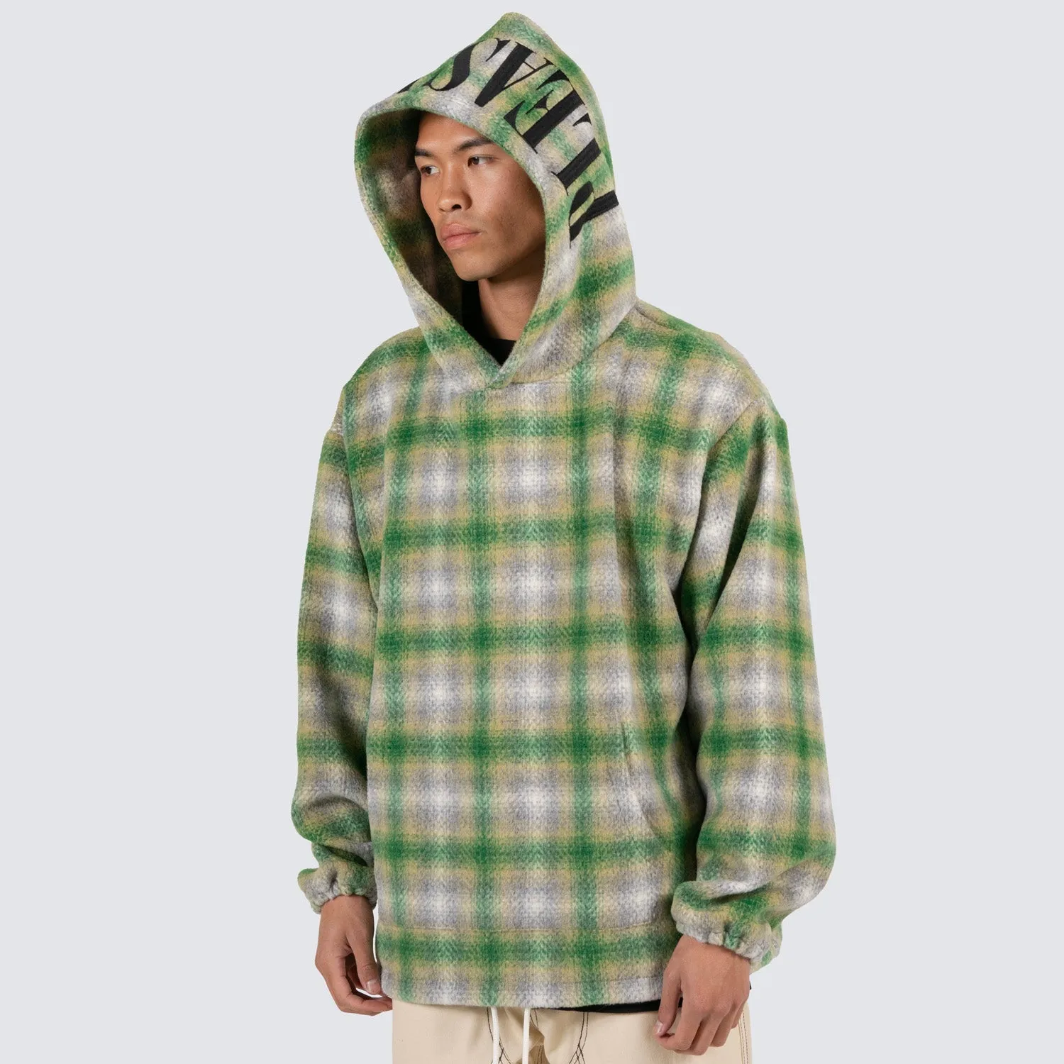Pleasures Men Beyond Plaid Woven Hoodie Green