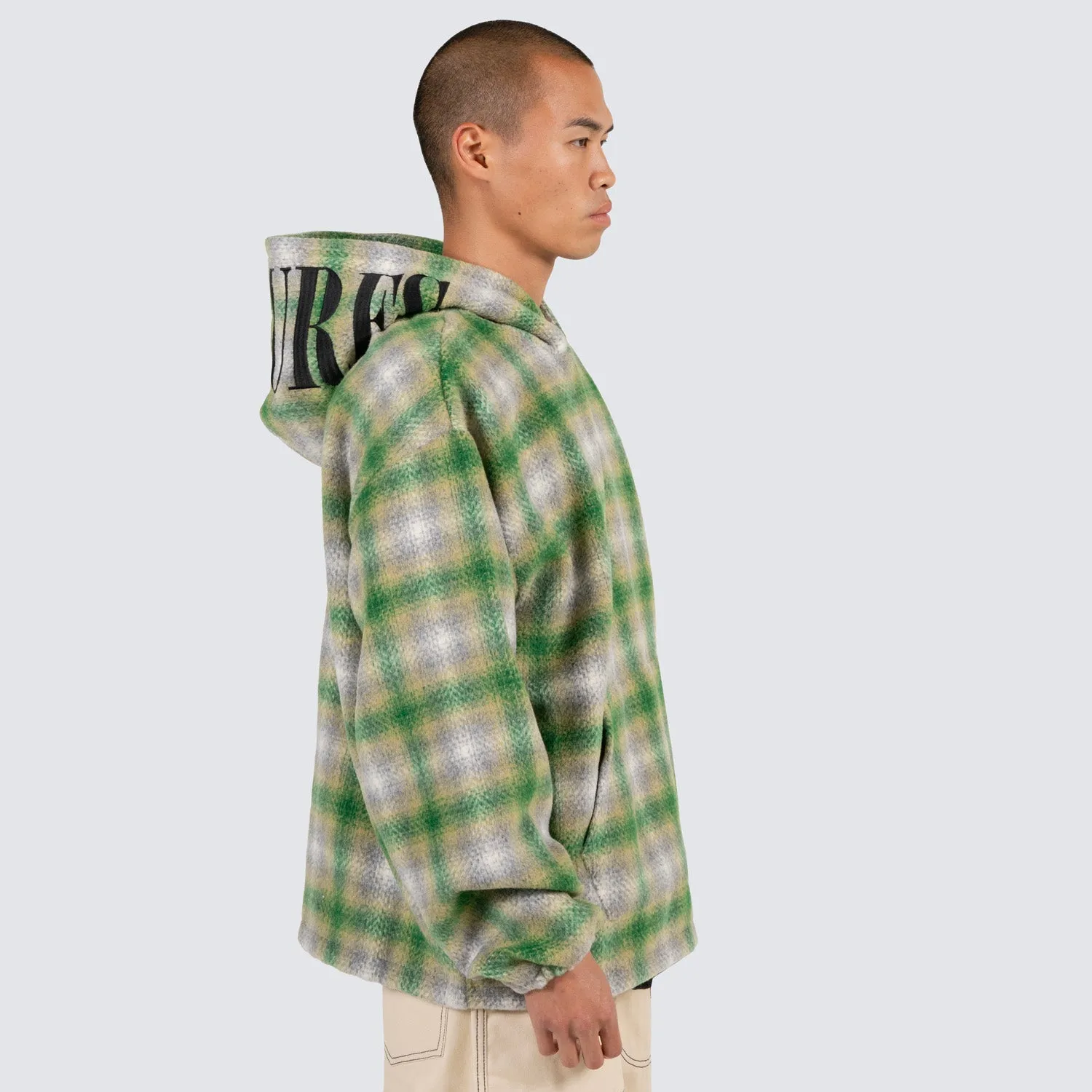 Pleasures Men Beyond Plaid Woven Hoodie Green
