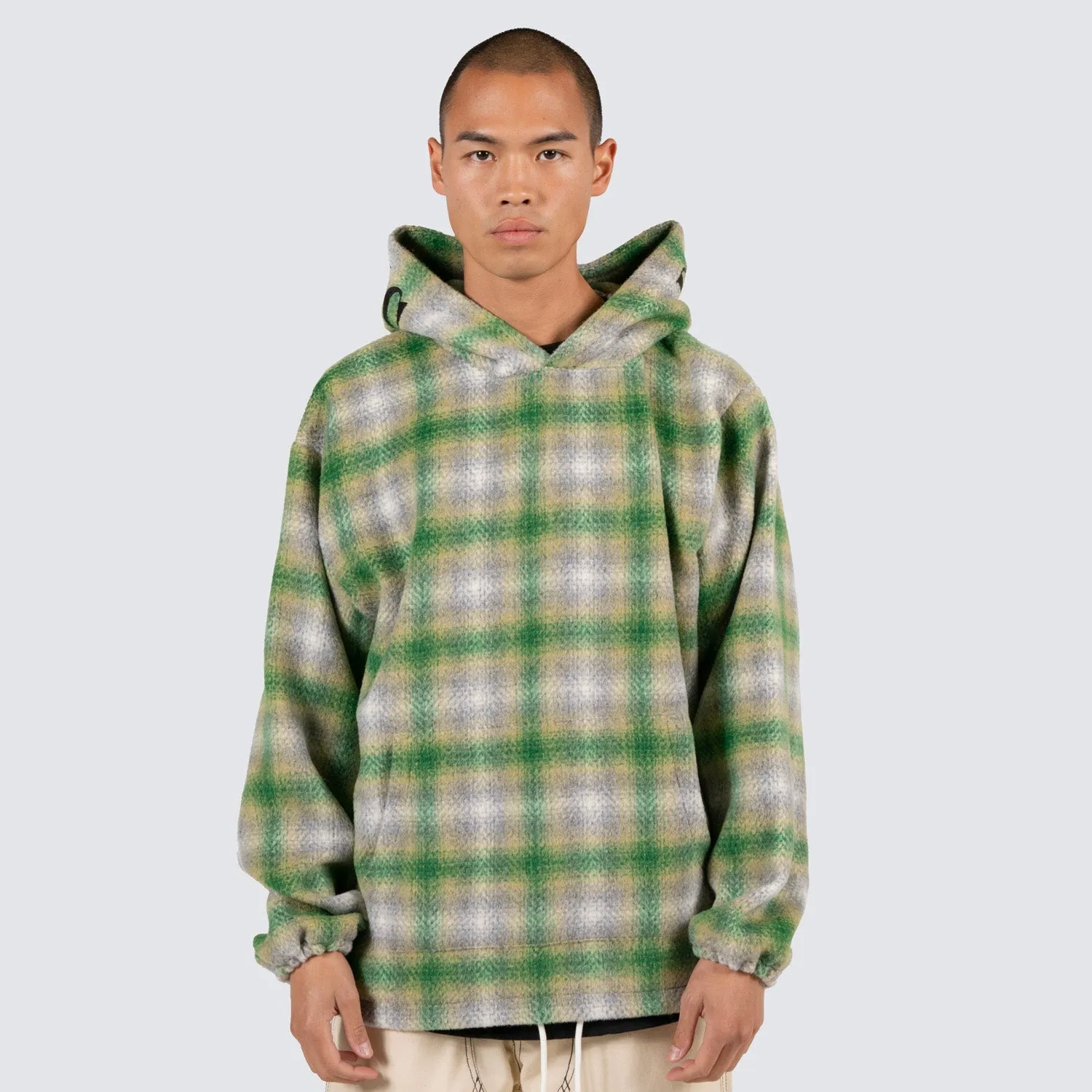 Pleasures Men Beyond Plaid Woven Hoodie Green