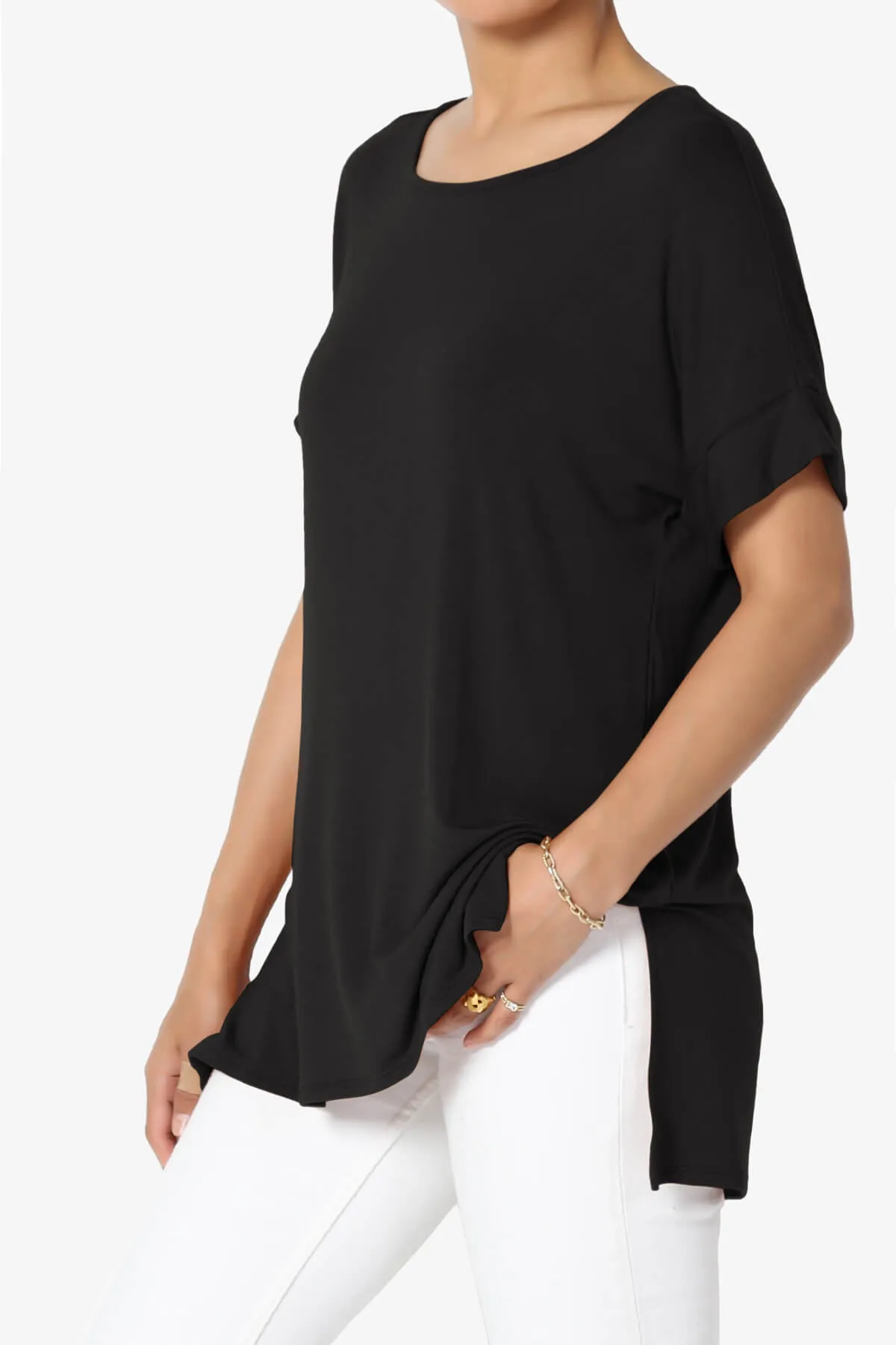 Poloma Modal Jersey Boat Neck Top PLUS
