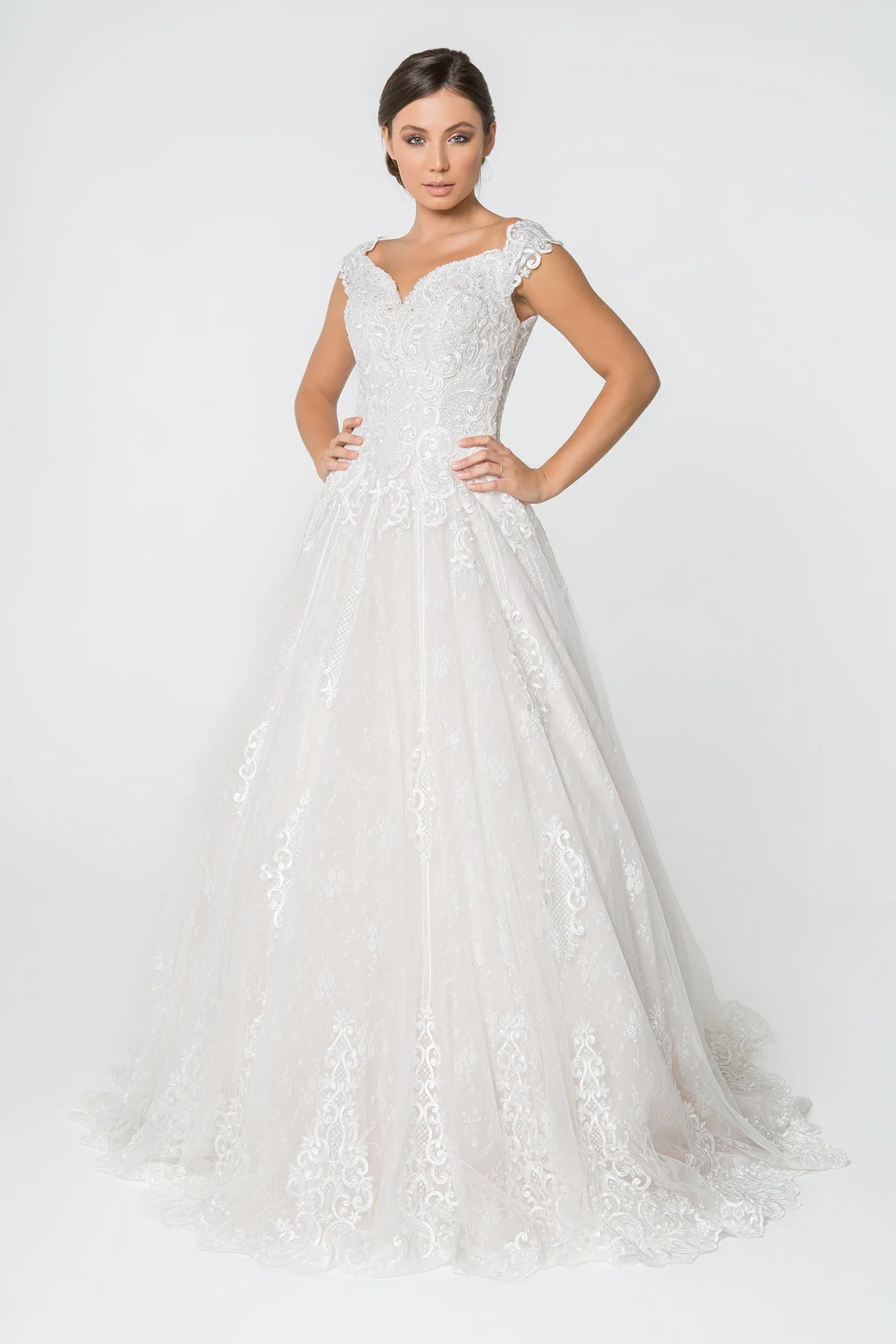 Poppy Wedding Dress Off Shoulder Lace Skirt Bridal Gown 2602823HER