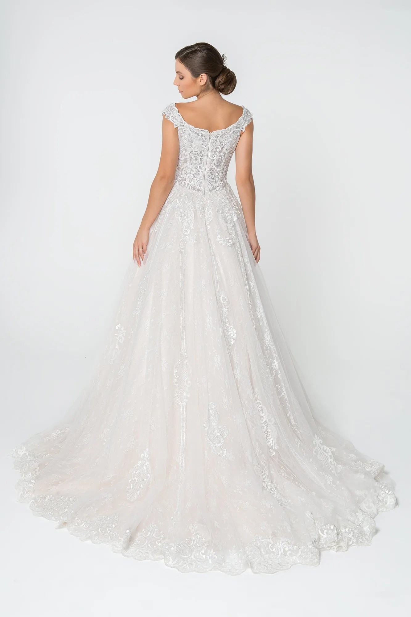 Poppy Wedding Dress Off Shoulder Lace Skirt Bridal Gown 2602823HER