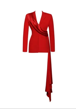 "CAROLINA" RED DRAPING BLAZER JACKET