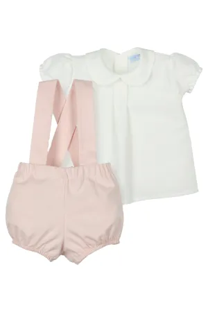 "Jarvis" Ivory Shirt & Pale Pink Shorts with Braces