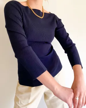 Ralph Lauren Navy Boat Neck Top