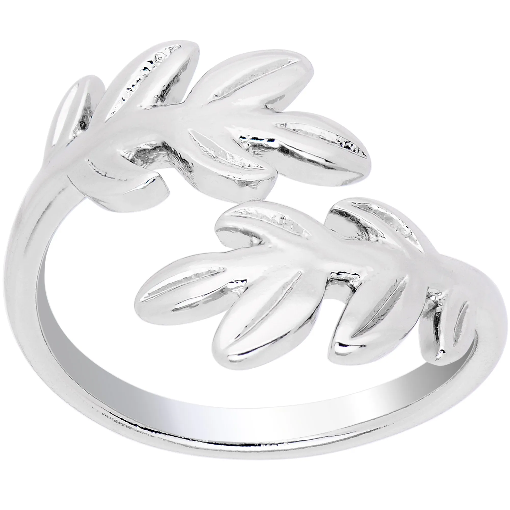Rhodium Plated Budding Leaves Toe Ring