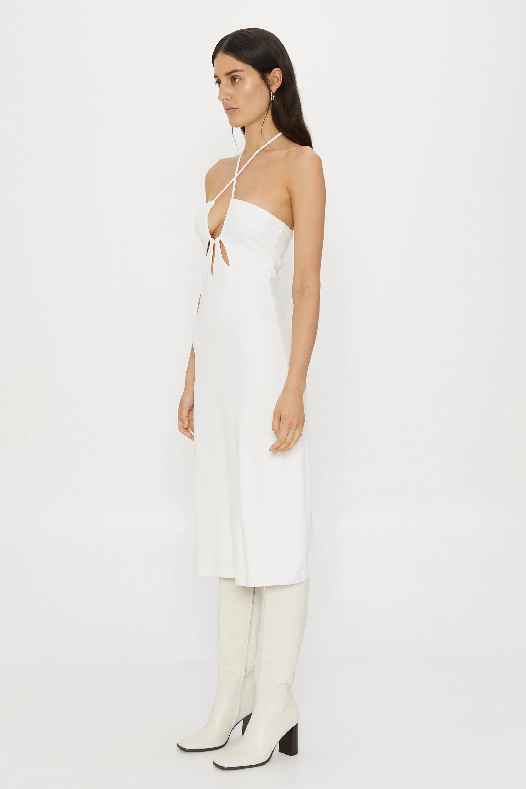 RIP TIDE MIDI SLIP DRESS | OFF WHITE