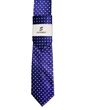 ROYAL BLUE DOT 2 PC TIE & HANKIE SET