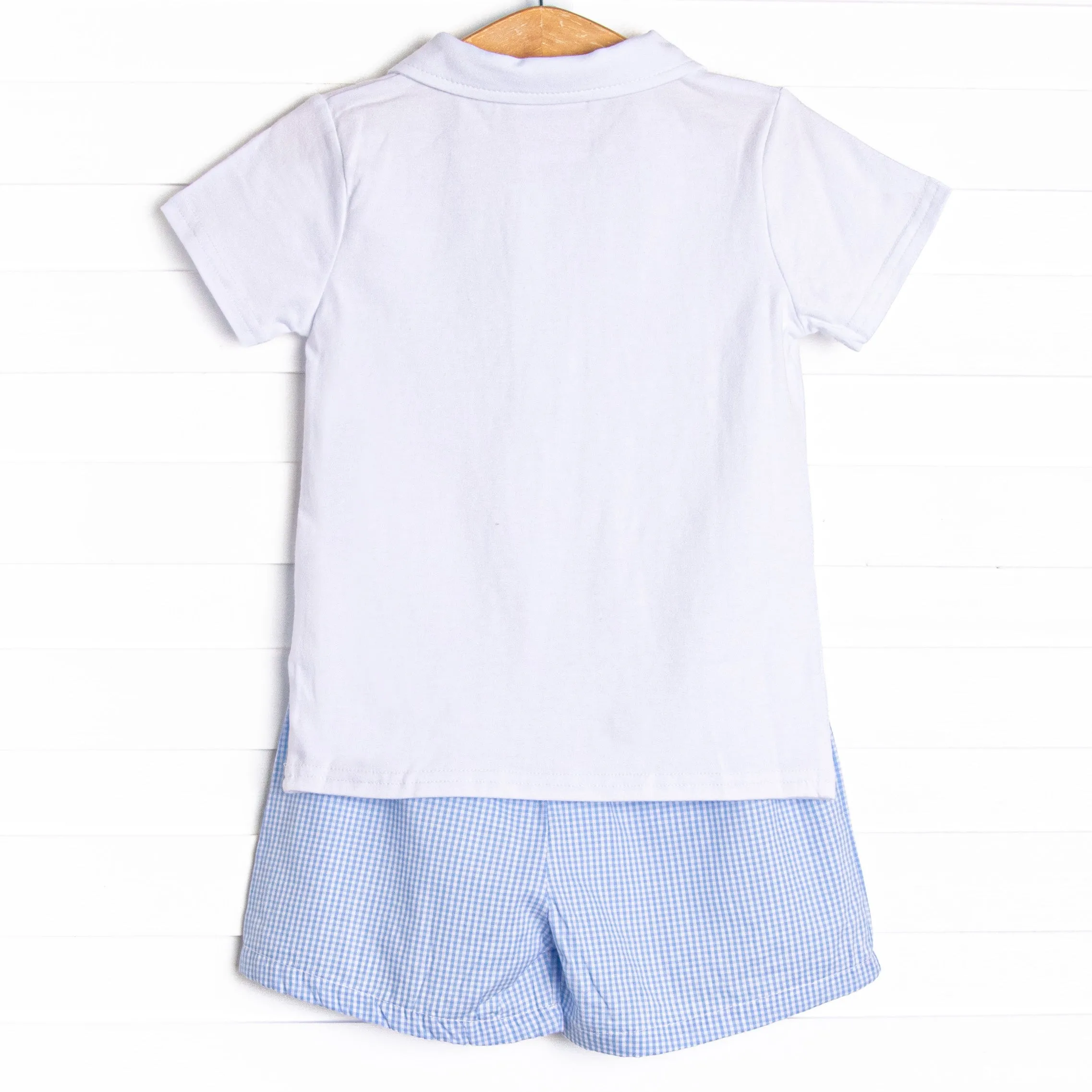 Sail Along Embroidered Short Set, Blue
