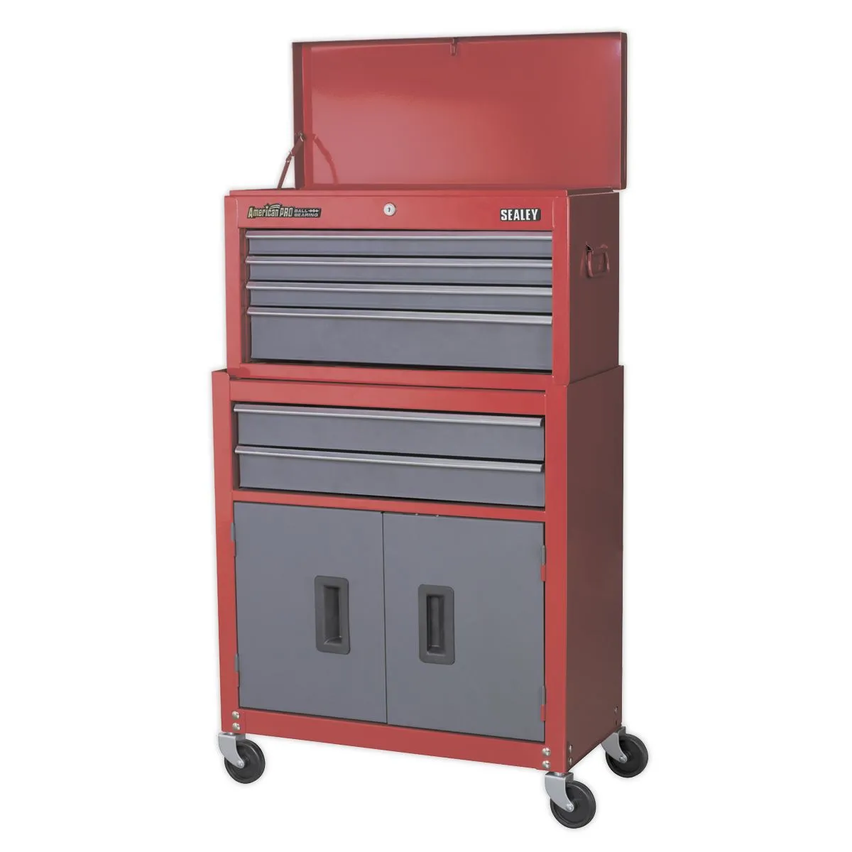 Sealey American Pro Topchest & Rollcab Combination 6 Drawer with Ball-Bearing Slides- Red