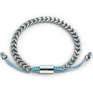 Silver Woven Chain Bracelet in Turquoise