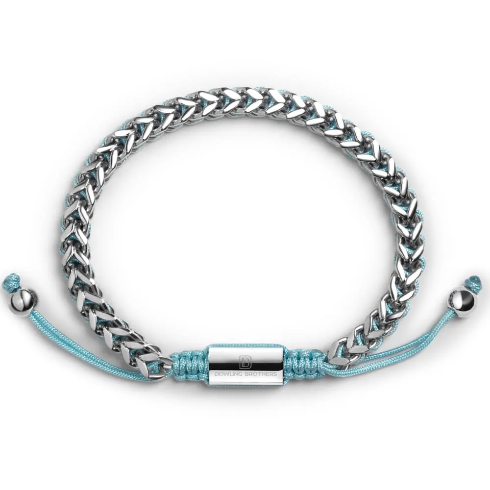 Silver Woven Chain Bracelet in Turquoise