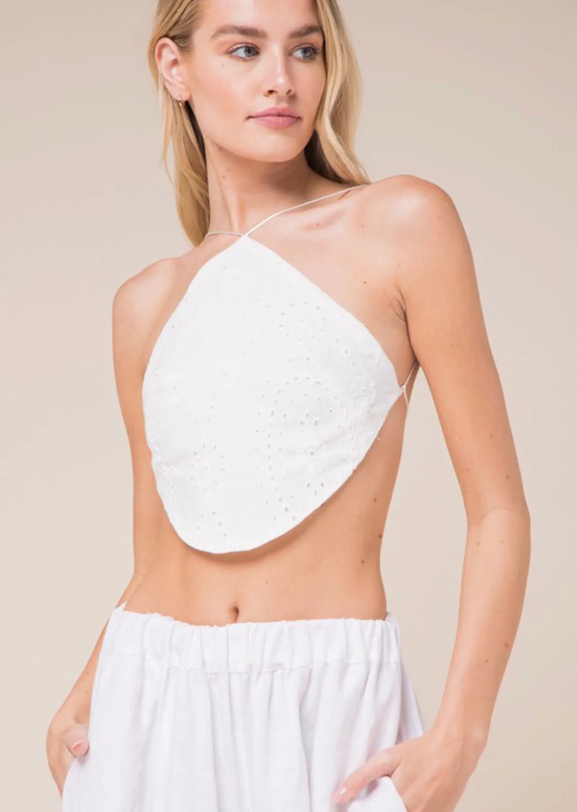 Soleil Eyelet Open Back Top