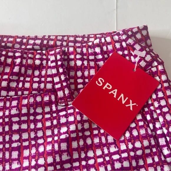 SPANX Sunshine Shorts Hibiscus Gingham Pink XL 4” inseam