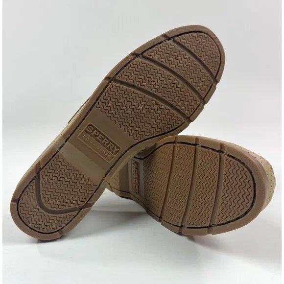 Sperry Top-Sider Leeward Off White 2-Eye Men 10.5 Wide Tan Perforated Boat Shoes