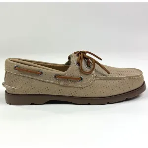 Sperry Top-Sider Leeward Off White 2-Eye Men 10.5 Wide Tan Perforated Boat Shoes
