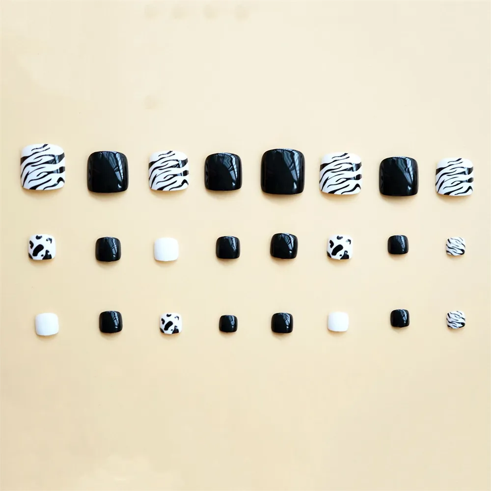 Square Toe Black and White Leopard Print