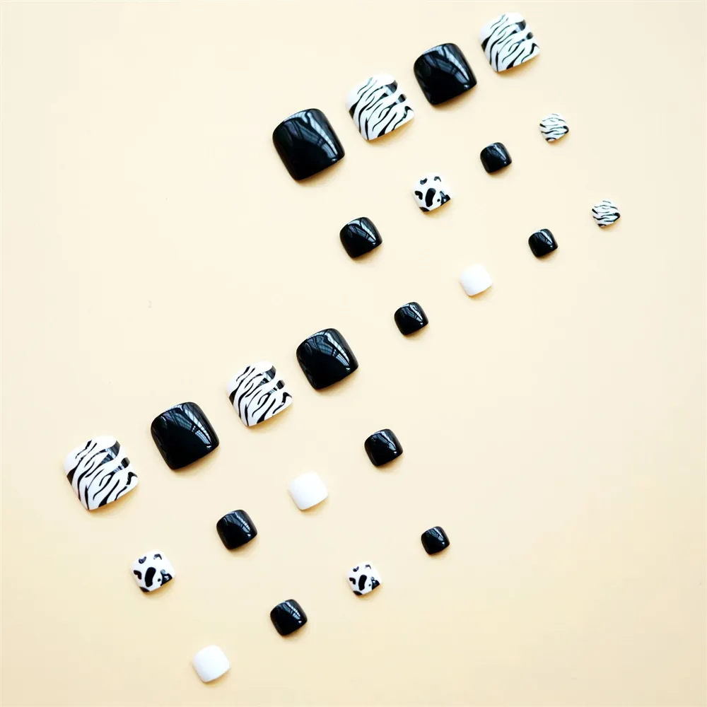 Square Toe Black and White Leopard Print