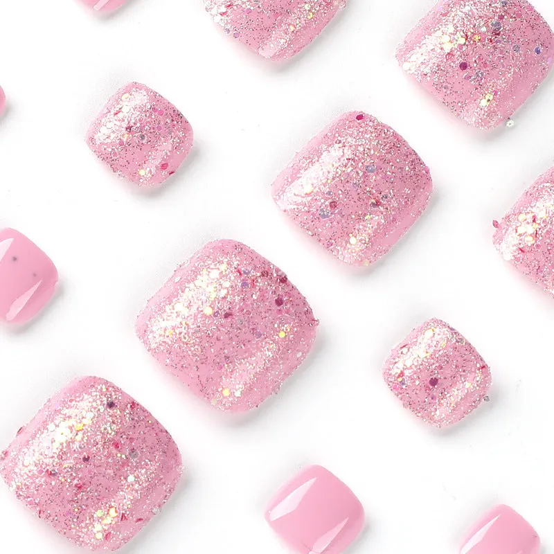 Square Toe Pink Glitter