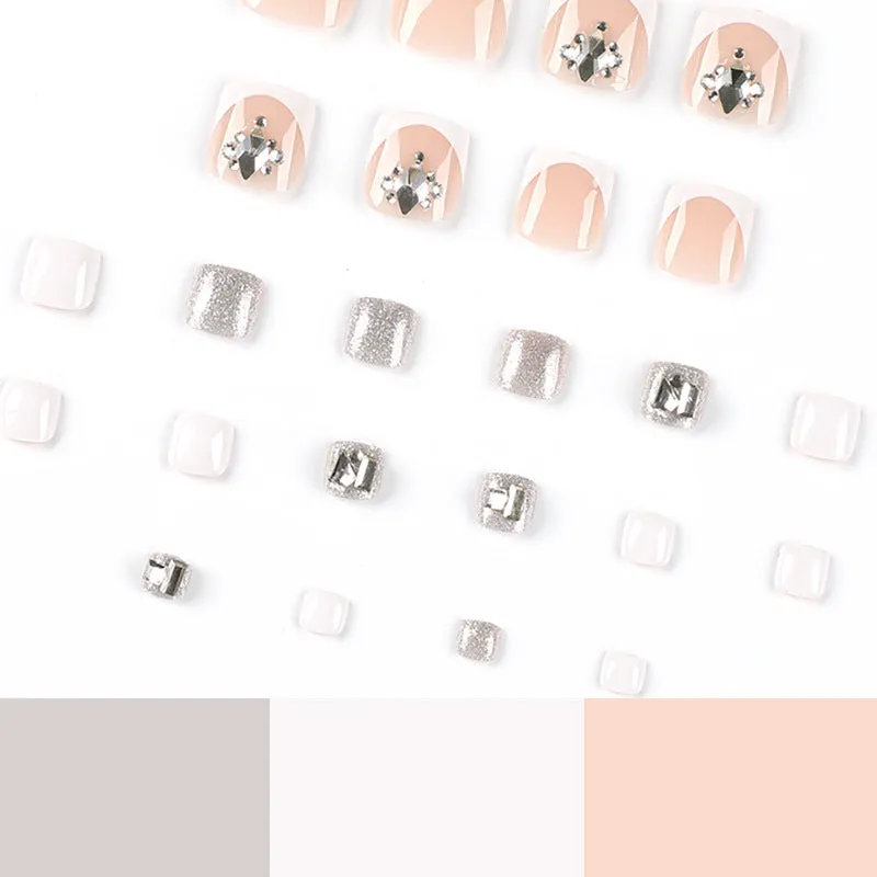 Square Toe White Edge Rhinestones Glitter