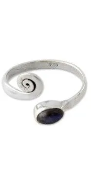 Sterling Silver Labradorite Spiral Toe Ring