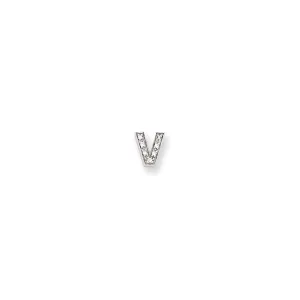 Sterling Silver Polished CZ Initial V Slide