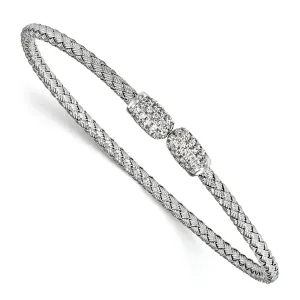 Sterling Silver Rhodium C.Z Woven Cuff