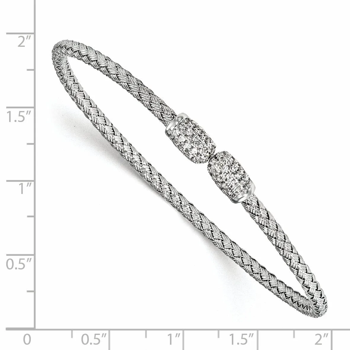 Sterling Silver Rhodium C.Z Woven Cuff