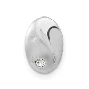 Sterling Silver Rhodium-plated Polished & Satin CZ Slide