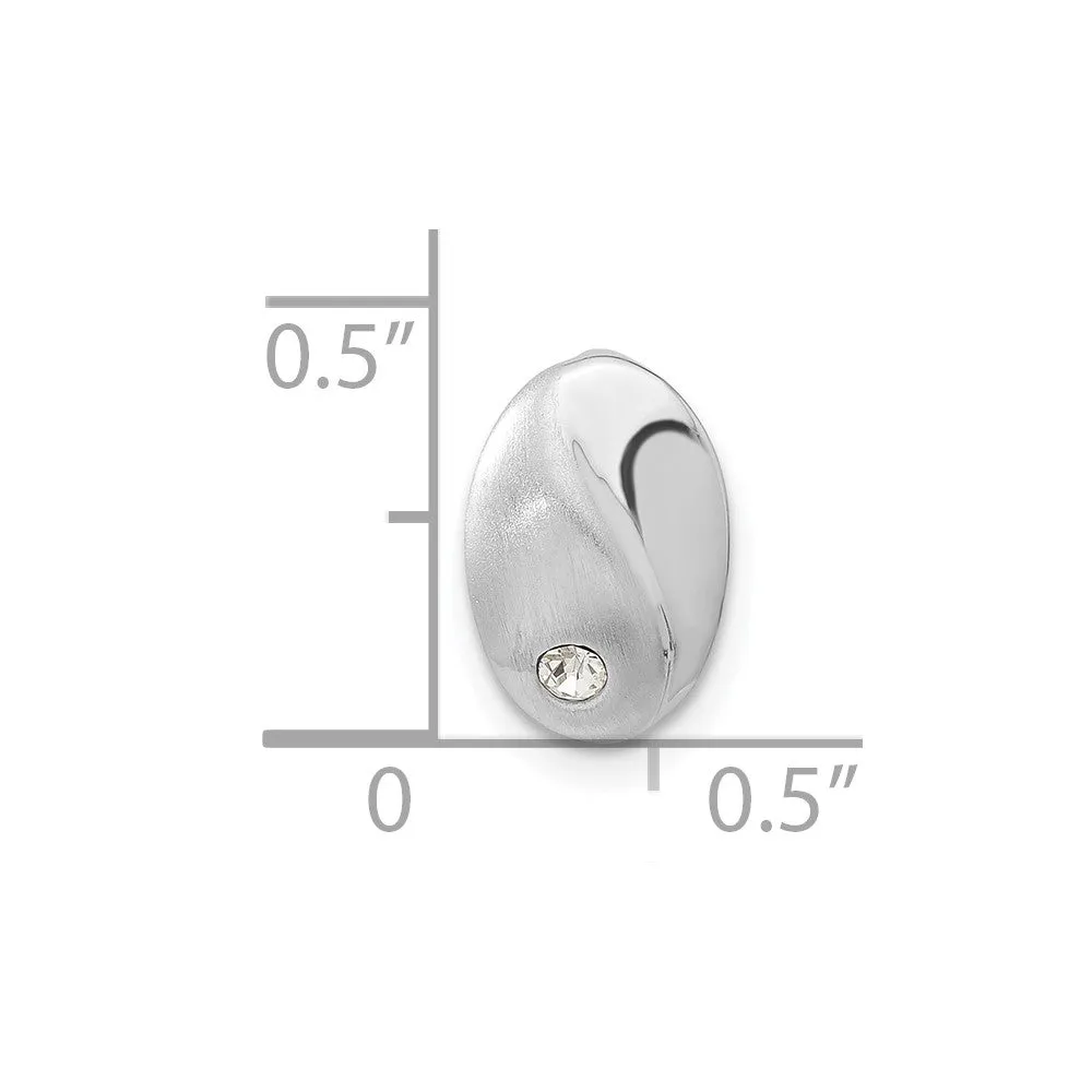 Sterling Silver Rhodium-plated Polished & Satin CZ Slide