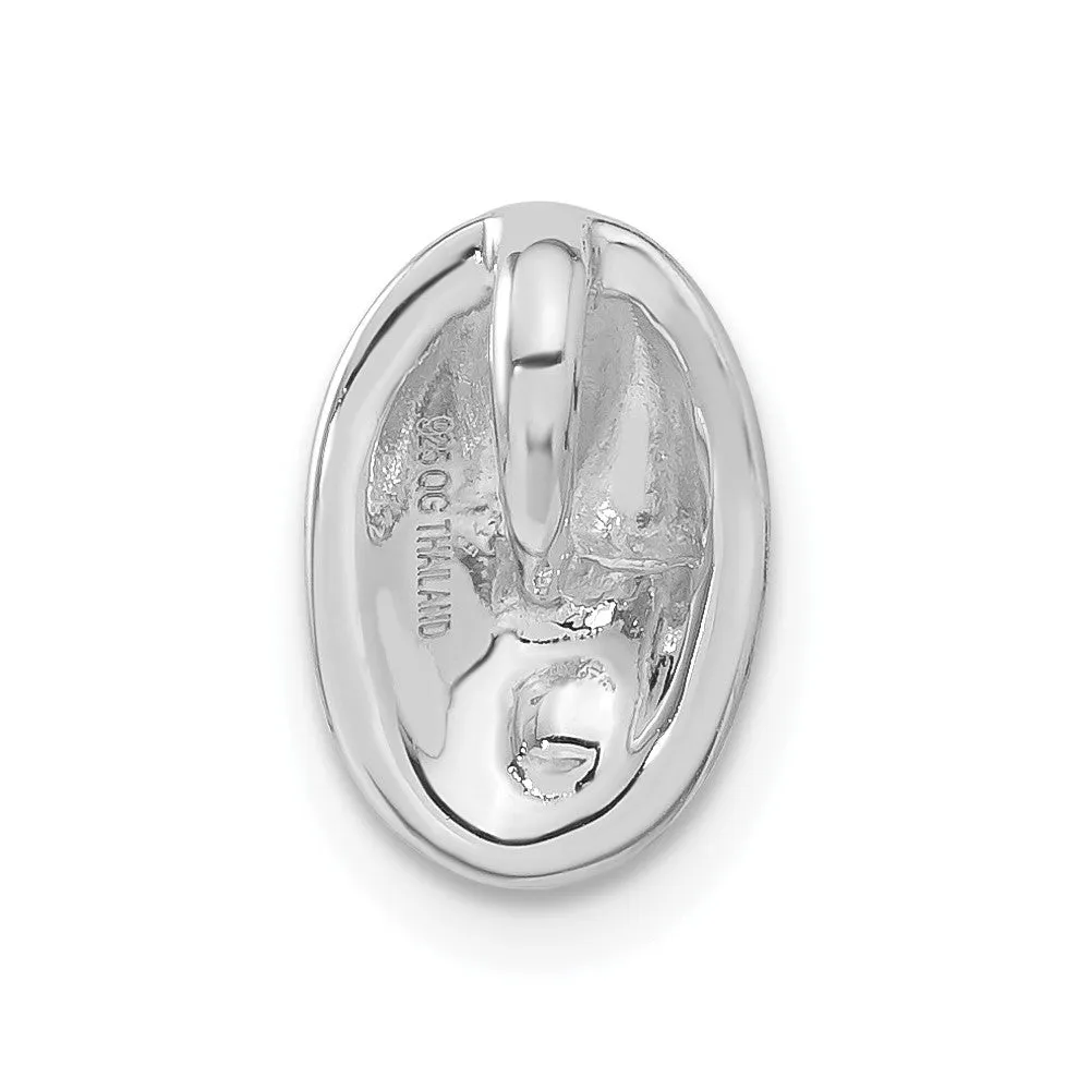 Sterling Silver Rhodium-plated Polished & Satin CZ Slide