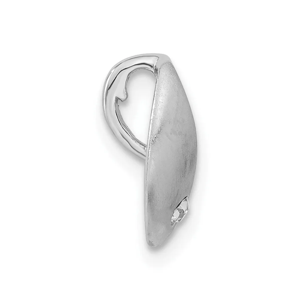 Sterling Silver Rhodium-plated Polished & Satin CZ Slide