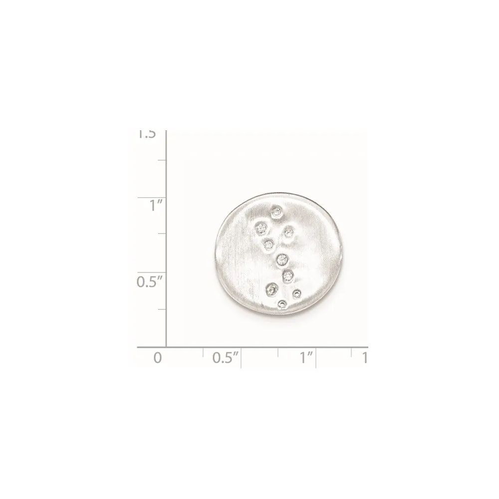 Sterling Silver Satin CZ Disc Slide Pendant