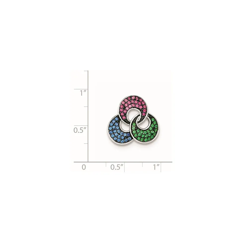 Sterling Silver W/ Synthetic Stones Chain Slide