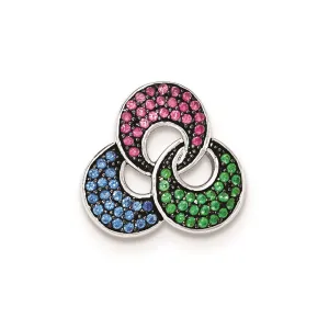 Sterling Silver W/ Synthetic Stones Chain Slide