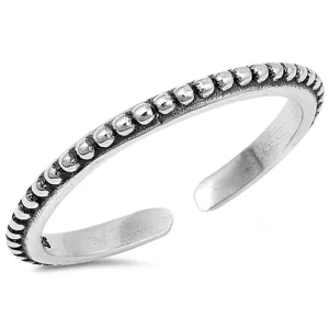 Sterling Silver Wholesale Bali Toe Ring Thin Oxidized Adjustable Midi Band 925